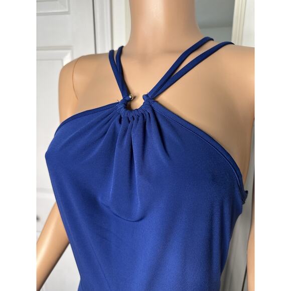 Ann Taylor Cobalt Blue Ring Halter Maxi Women Summer Dress size 6 new with tag - Picture 2 of 9